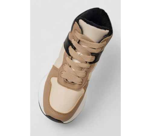 Кросівки жіночі зимові на хутрі, колір бежево-чорний, 248RXM17-93