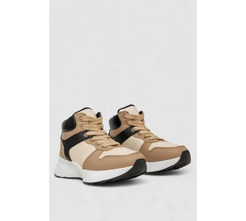 Кросівки жіночі зимові на хутрі, колір бежево-чорний, 248RXM17-93