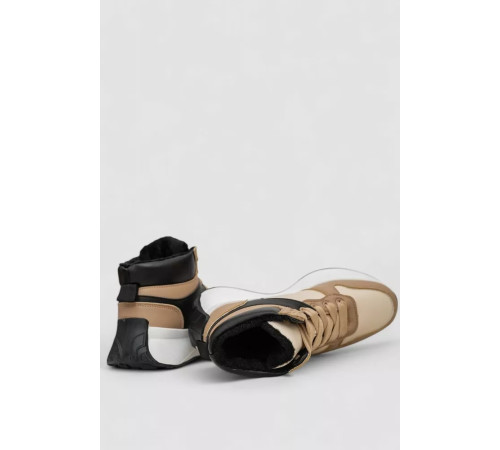 Кросівки жіночі зимові на хутрі, колір бежево-чорний, 248RXM17-93