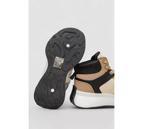 Кросівки жіночі зимові на хутрі, колір бежево-чорний, 248RXM17-93