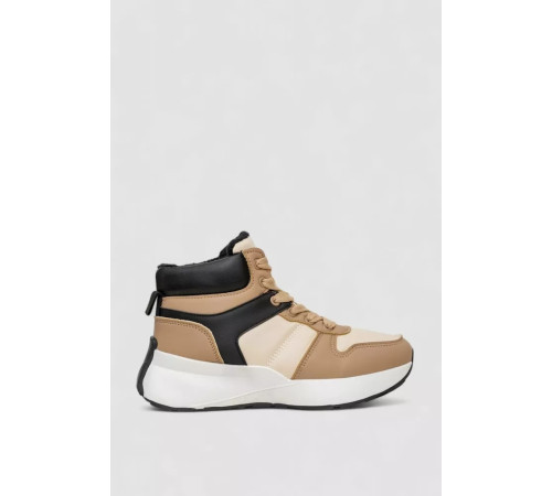 Кросівки жіночі зимові на хутрі, колір бежево-чорний, 248RXM17-93