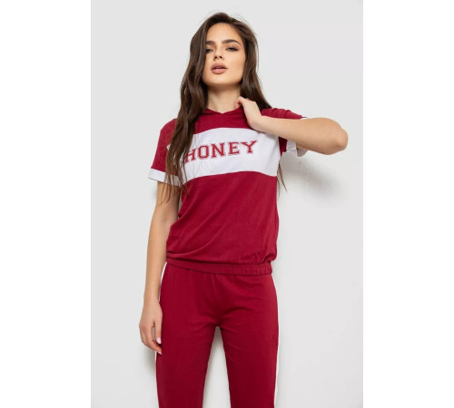 Піжама жіноча, колір бордовий, 243R1488-006