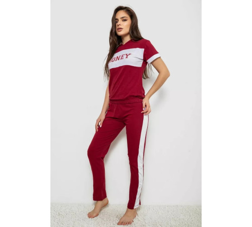 Піжама жіноча, колір бордовий, 243R1488-006