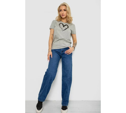 Женская футболка с принтом 238R01623, цвет серый, 238R01623-1