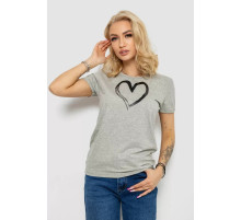 Женская футболка с принтом 238R01623, цвет серый, 238R01623-1