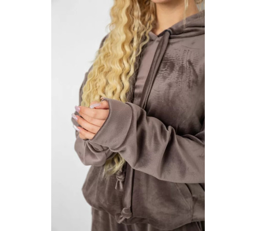 Спорт костюм жіночий велюровий вільного крою, колір мокко, 241R2001-20