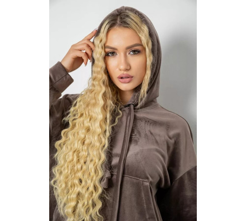 Спорт костюм жіночий велюровий вільного крою, колір мокко, 241R2001-20