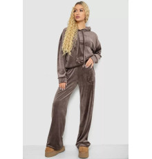 Спорт костюм женский велюровый свободного кроя, цвет мокко, 241R2001-20