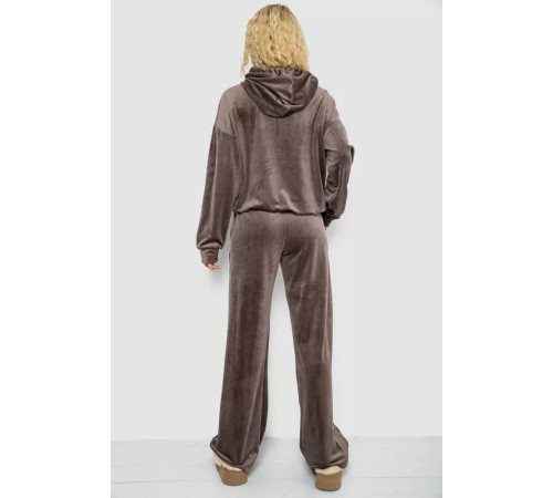 Спорт костюм жіночий велюровий вільного крою, колір мокко, 241R2001-20