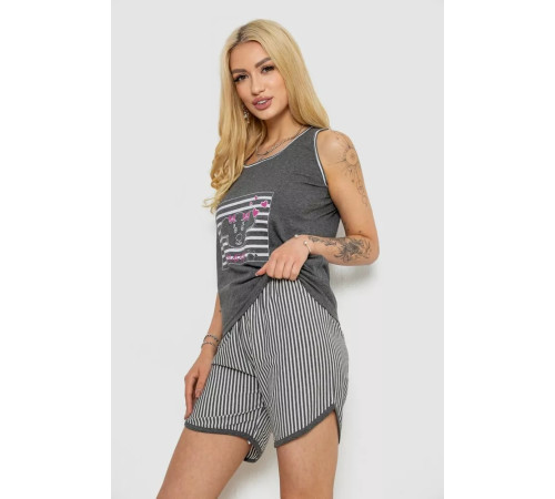 Піжама жіноча з принтом, колір сірий, 243R1535