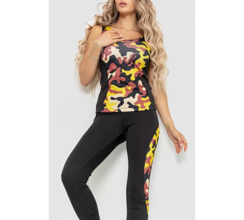 Спорт женский костюм для фитнеса, цвет милитари, 102R075-1