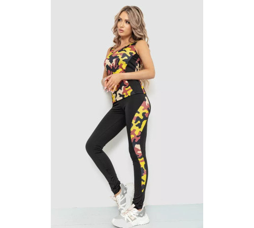 Спорт женский костюм для фитнеса, цвет милитари, 102R075-1