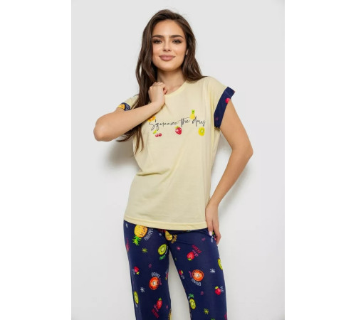 Женская пижама с принтом, цвет желтый, 243R2122