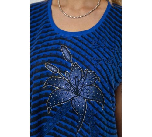 Женская туника с принтом, цвет сине-черный, 238RBD378