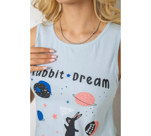 Піжама жіноча з принтом, колір блакитний, 243R24492