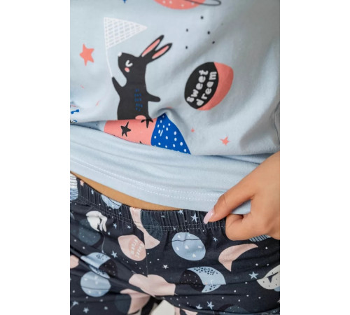 Піжама жіноча з принтом, колір блакитний, 243R24492