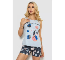 Піжама жіноча з принтом, колір блакитний, 243R24492