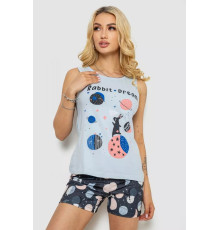 Женская пижама с принтом, цвет голубой, 243R24492