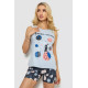 Піжама жіноча з принтом, колір блакитний, 243R24492