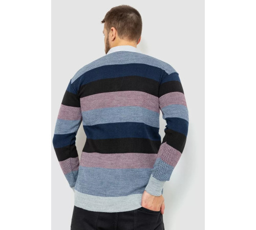 Светр-обманка чоловічий в смужку, колір синьо-чорний, 161R901-1