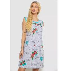 Сукня з принтом домашня, колір сіро-м'ятний, 238RV145