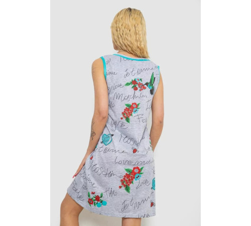 Сукня з принтом домашня, колір сіро-м'ятний, 238RV145