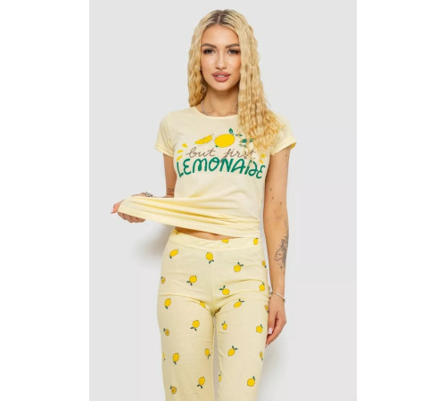 Женская пижама с принтом, цвет желтый, 243R7052