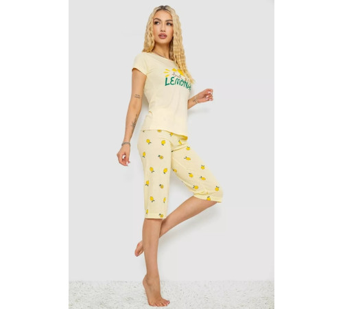 Женская пижама с принтом, цвет желтый, 243R7052