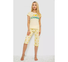 Піжама жіноча з принтом, колір жовтий, 243R7052