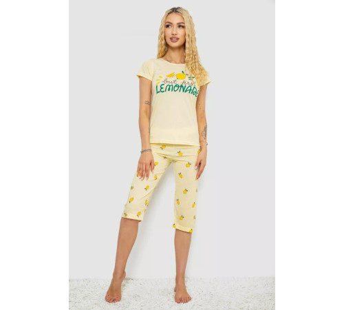 Женская пижама с принтом, цвет желтый, 243R7052