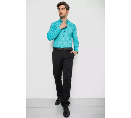 Сорочка чоловіча з принтом, колір бірюзовий, 214R1029