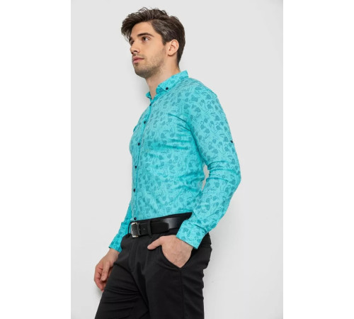 Сорочка чоловіча з принтом, колір бірюзовий, 214R1029