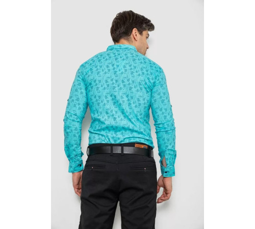 Сорочка чоловіча з принтом, колір бірюзовий, 214R1029