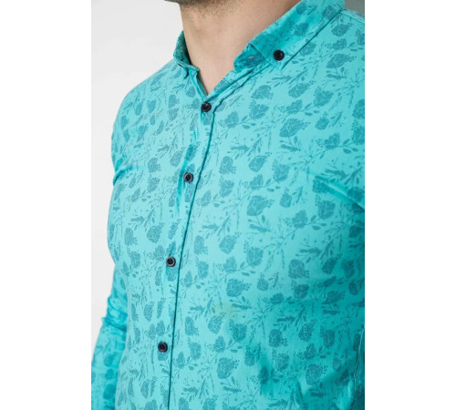 Сорочка чоловіча з принтом, колір бірюзовий, 214R1029