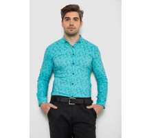 Рубашка мужская с принтом, цвет бирюзовый, 214R1029.