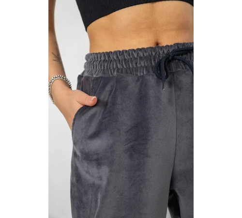 Спортивні штани жіночі велюрові, колір сірий, 238R58646