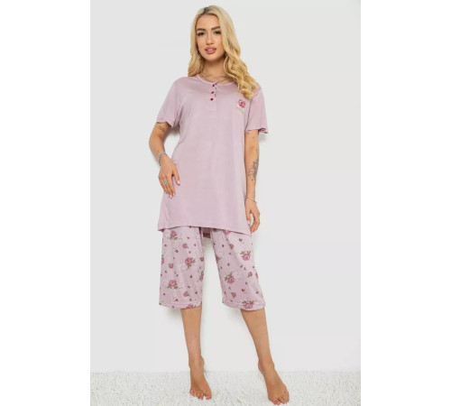 Піжама жіноча з принтом, колір бузковий, 243R6762