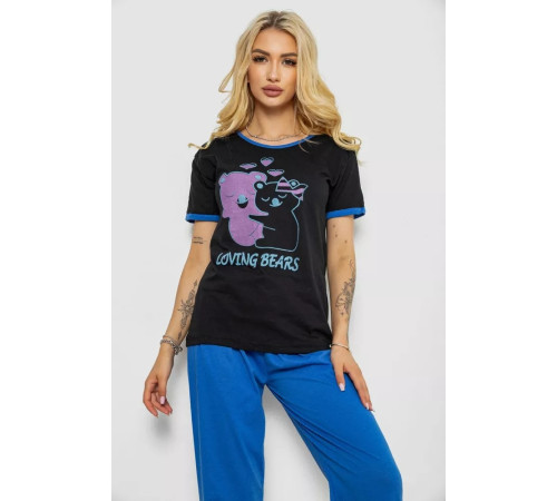 Женская пижама с принтом, цвет черный, 243R20257