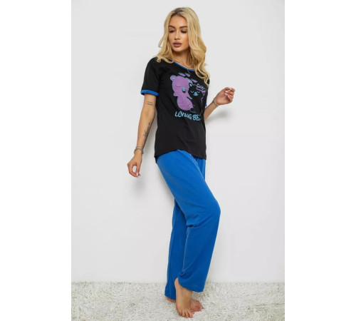 Женская пижама с принтом, цвет черный, 243R20257