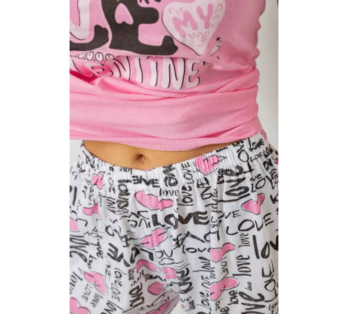 Піжама жіноча з принтом, колір рожевий, 243R2490