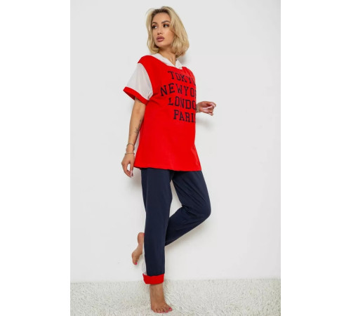 Жіноча піжама з принтом, колір червоний, 243R1600-030-1