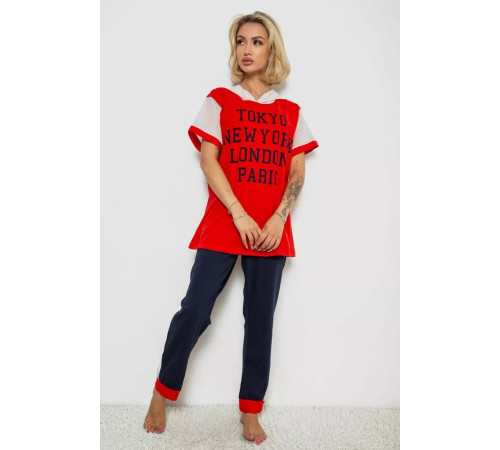 Жіноча піжама з принтом, колір червоний, 243R1600-030-1