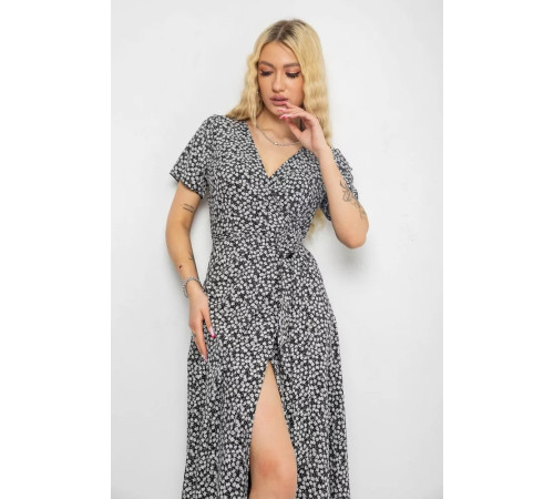 Сарафан на запах софт, цвет черно-белый, 241R184