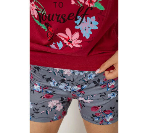 Пижама женская с принтом, цвет бордовый, 243R24499.