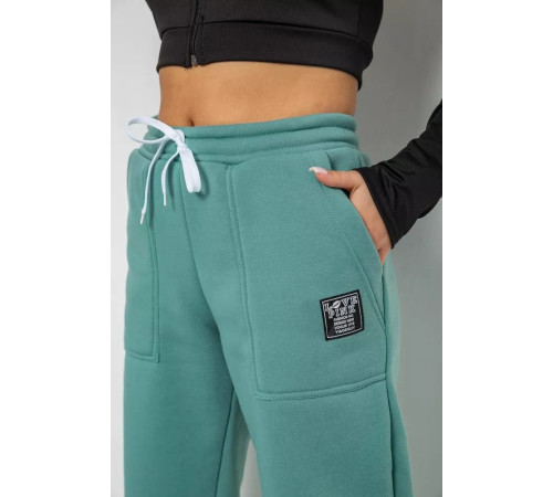 Спортивні штани жіночі на флісі, колір оливковий, 247R7556-1