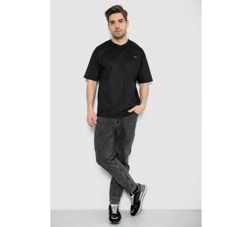 Футболка мужская однотонная, цвет черный, 247R3140