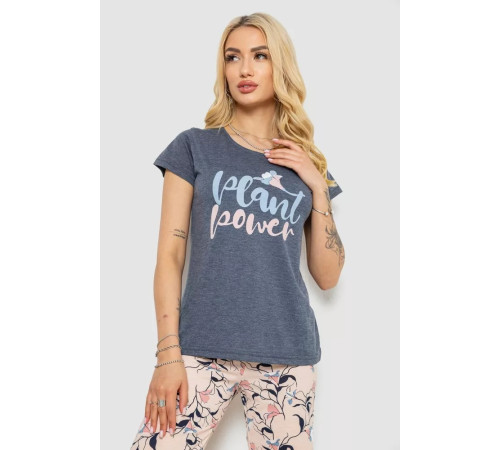 Піжама жіноча з принтом, колір сірий, 243R7102