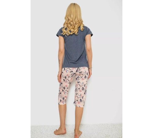 Піжама жіноча з принтом, колір сірий, 243R7102