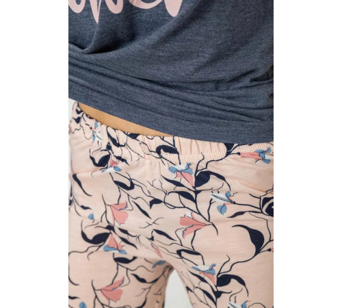 Піжама жіноча з принтом, колір сірий, 243R7102