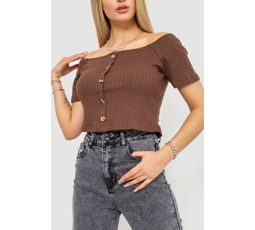 Топ жіночий однотонний, колір коричневий, 244R087